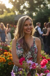 smiling woman at a garden party