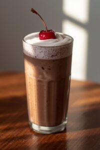 image of a chocolate and cherry smoothie,