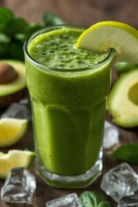 image of a green blood flow smoothie,