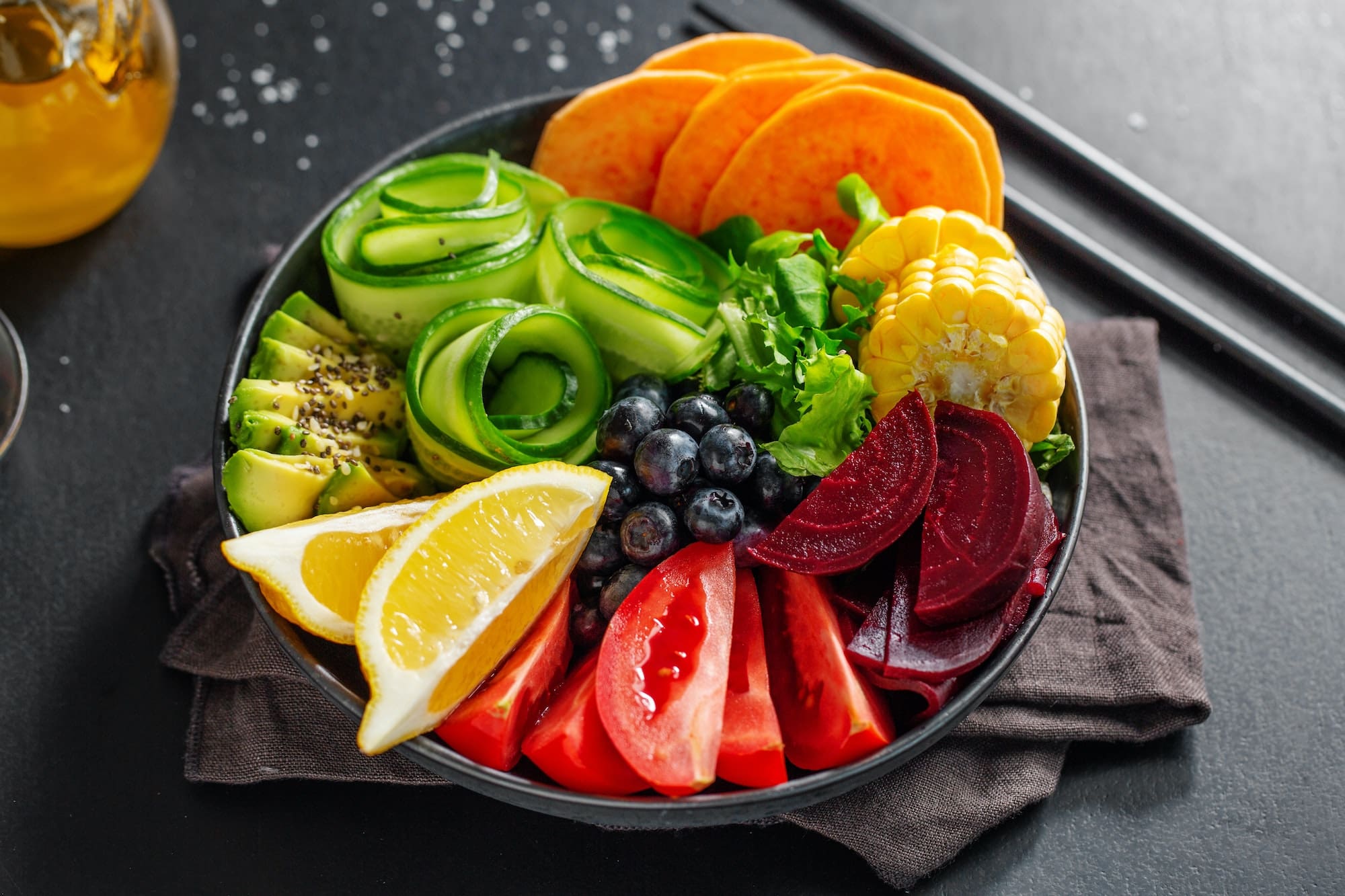 Vegan bowl with vegetables in bowl Vegan bowl with vegetables in bowl