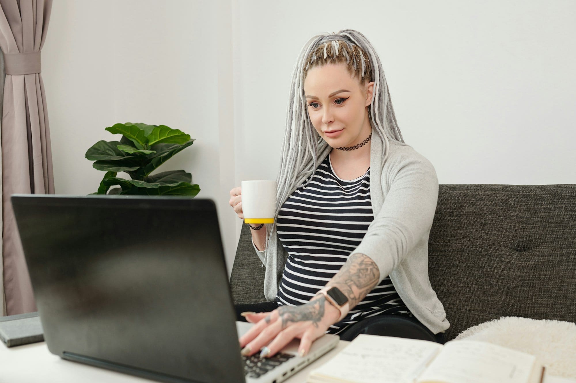 Woman drinking caffeine free coffee