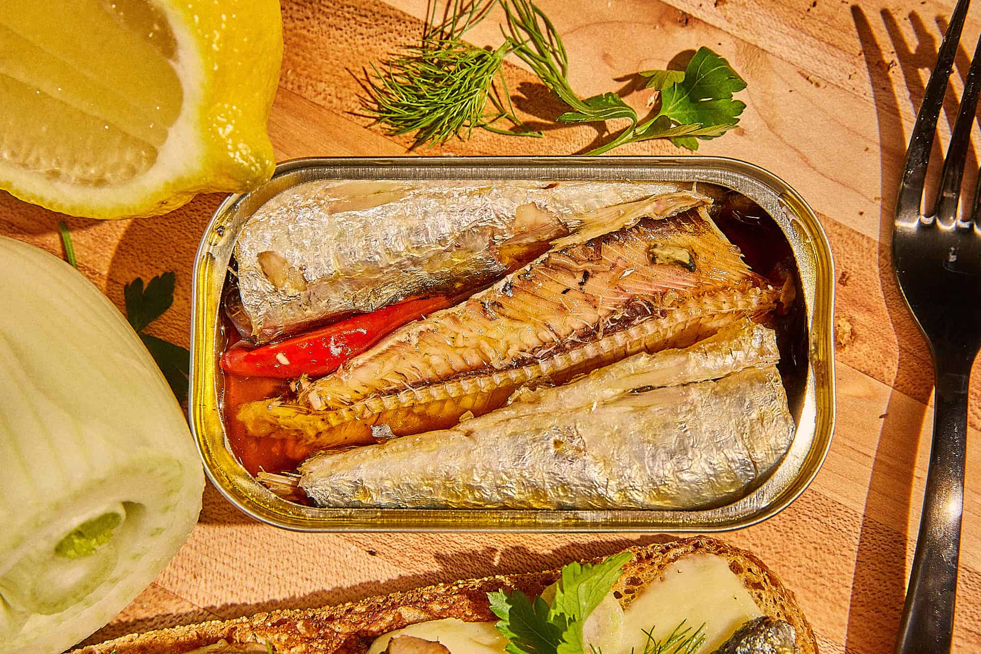 Photo inspiration: Picture Idea: Sardine Toast With Cultured Butter And Fennel
