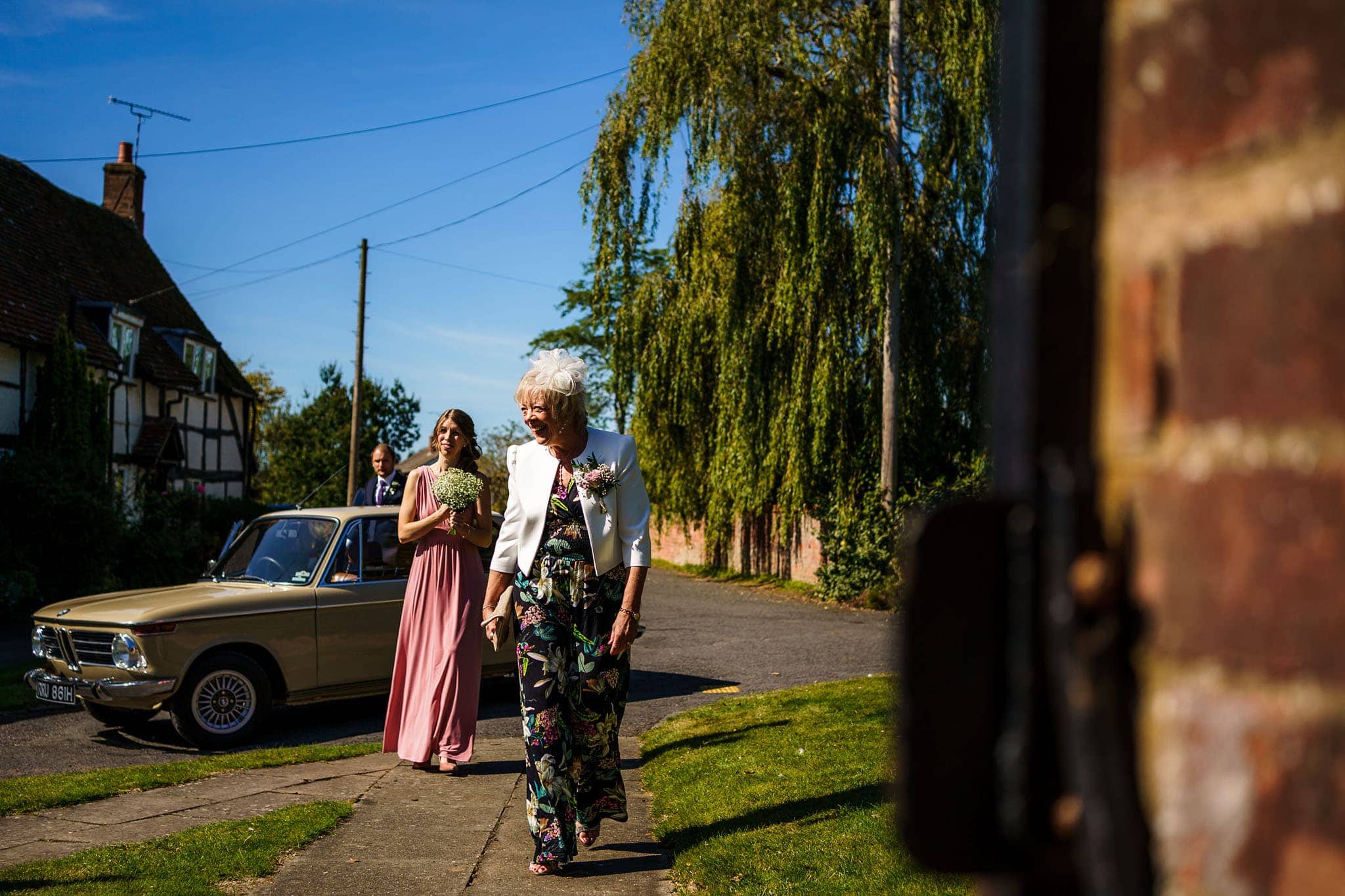 the bride's mum arriving at the church