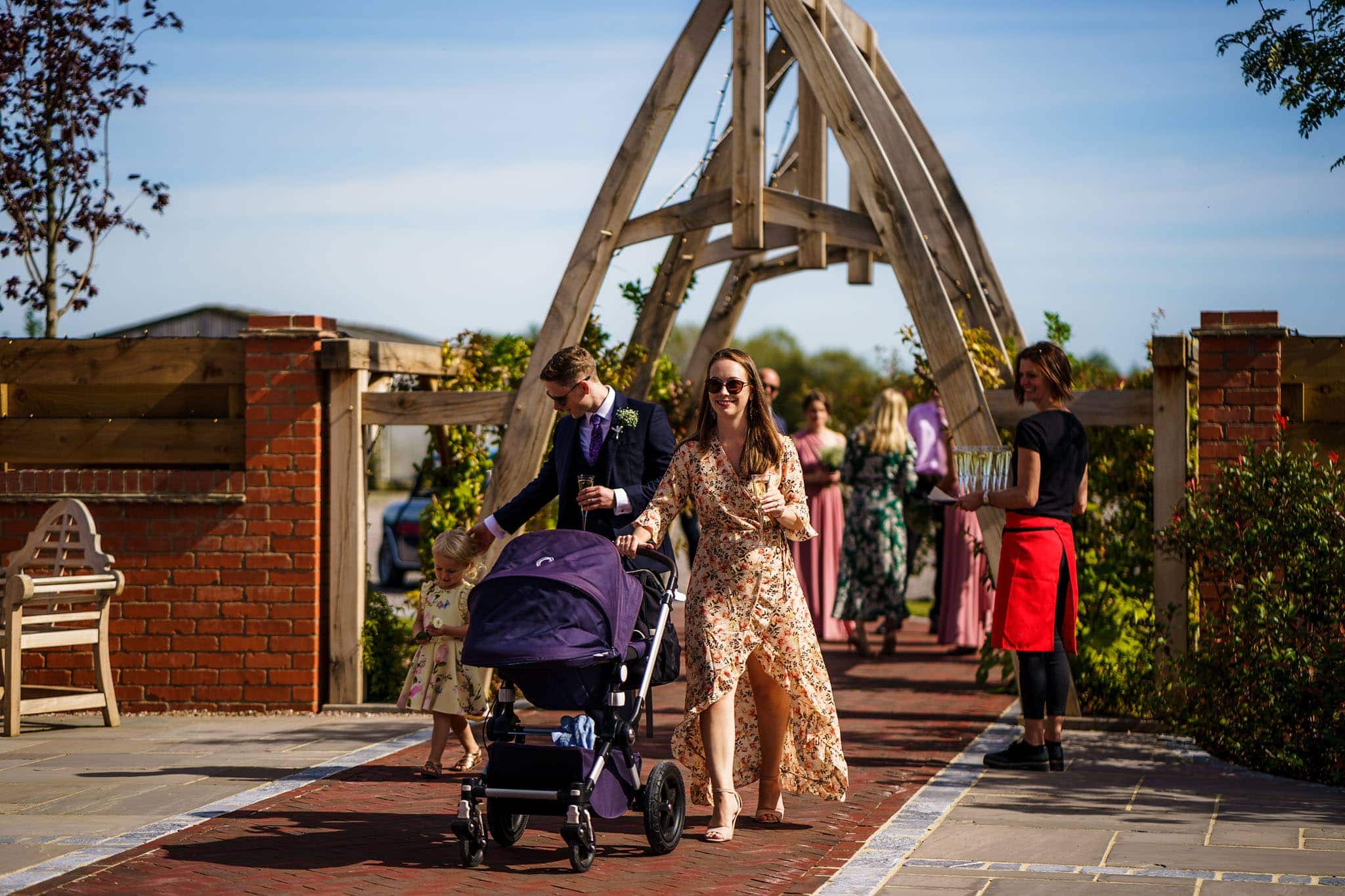 wedding guests arriving at Cider Mill Barns