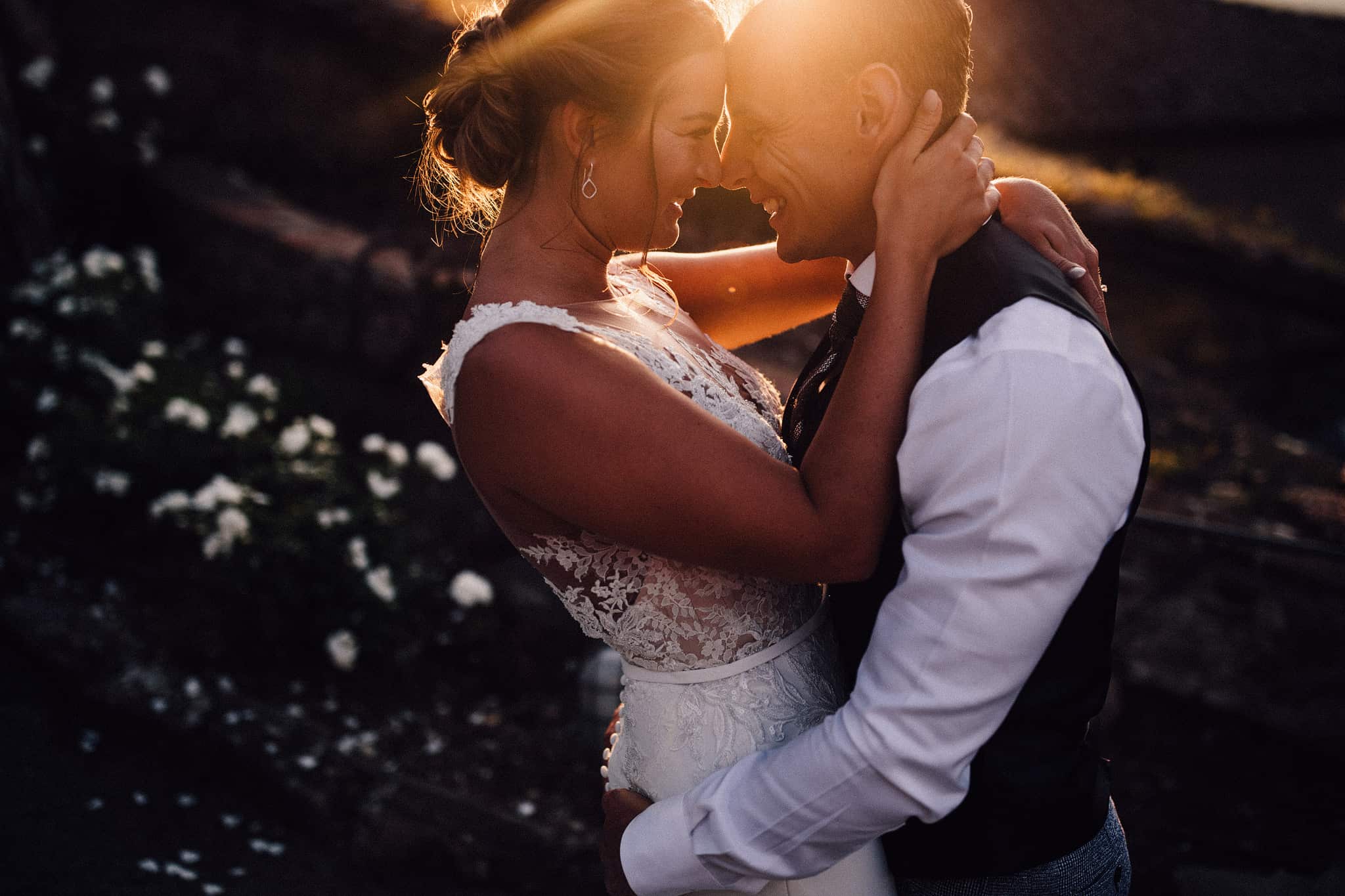 golden sunset wedding photograph