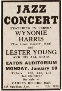concert poster Wynonie Harris Eaton Auditorium Toronto