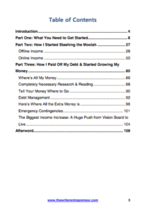 Table of contents