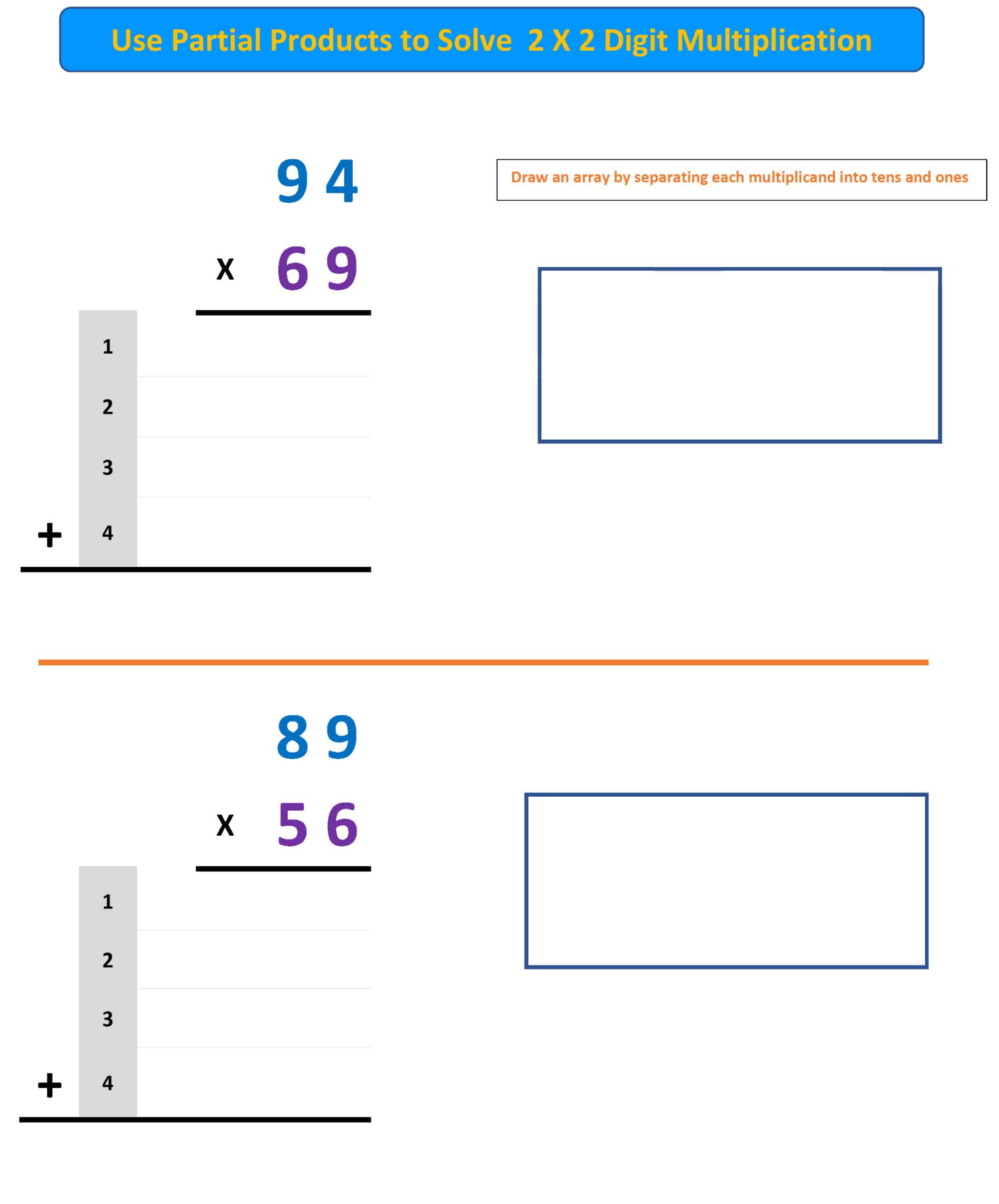 partial products multiplication worksheet 3
