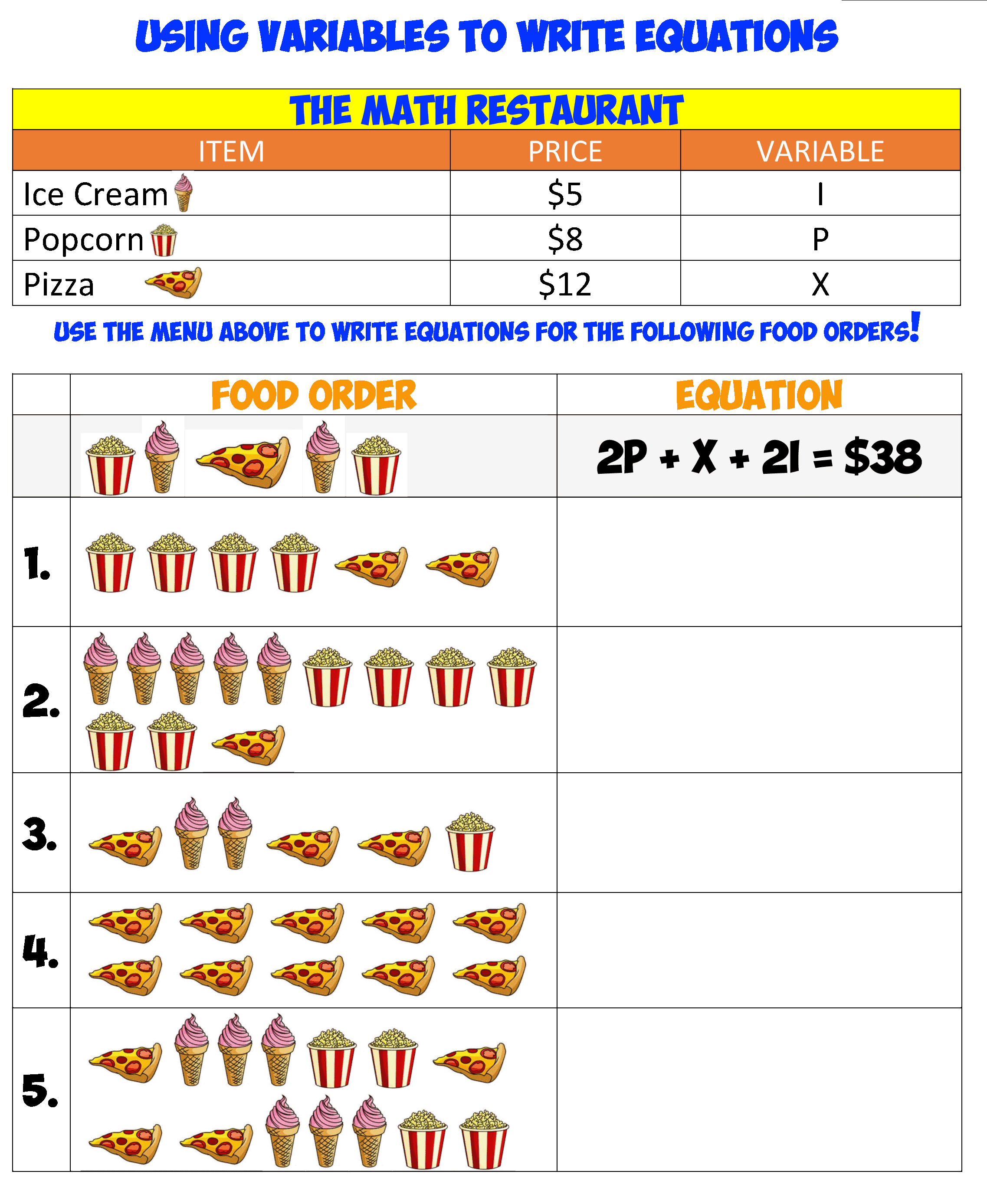 variables and equations 2