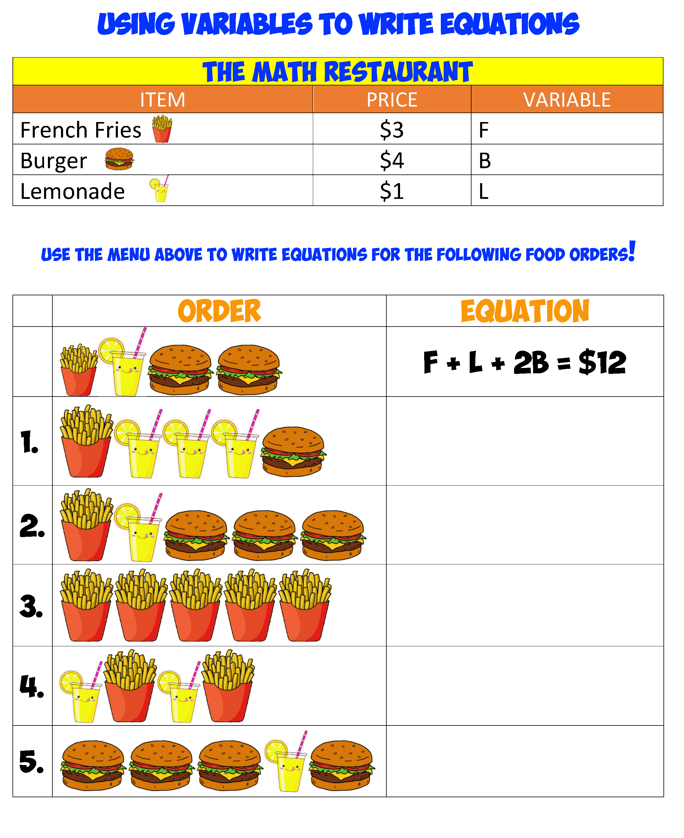 variables and equations 1