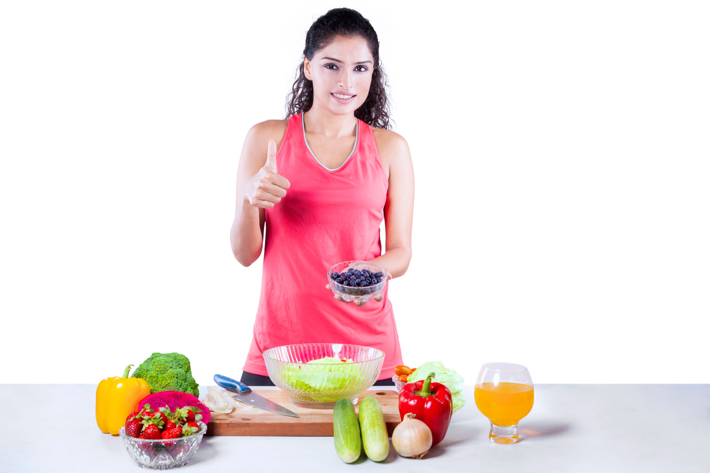 Woman preparing fruits and veggies
