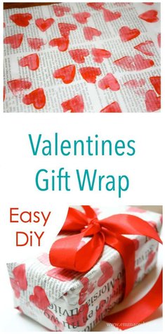 Make your own Heart Valentines Gift Wrap - Great money saver and craft project!