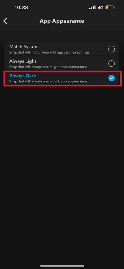 How To Enable Snapchat Dark Mode in 2023 6 Choose Always Dark