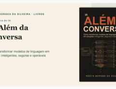 Diagrama conceitual entre um modelo de linguagem e uma solução de IA confiável, com contexto, dados, ferramentas, permissões, avaliação e operação.