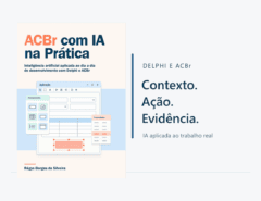 Capa oficial do livro ACBr com IA na Prática ao lado dos conceitos contexto, ação e evidência.