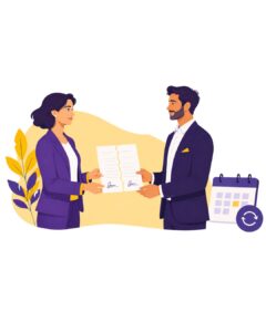 Illustration d’un salarié et d’un employeur formalisant une rupture conventionnelle