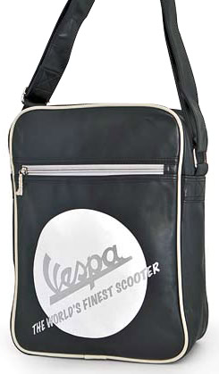 VESPA FORME - Tasche (Schulter-Tasche) hoch mit Aufdruck "Vespa - The World's Finest Scooter" Schwarz/Weiss Vespa Forme