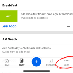 Choose MORE at the bottom of your screen to access your settings