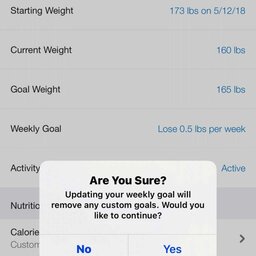 you will get a warning that changing your activity level will change your goal calories