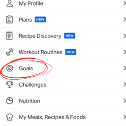 Choose Goals and you'll be able to set your own goals