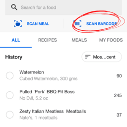 scan a new food item with a barcode