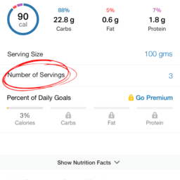 now you can change the number of servings to match how much you're eating