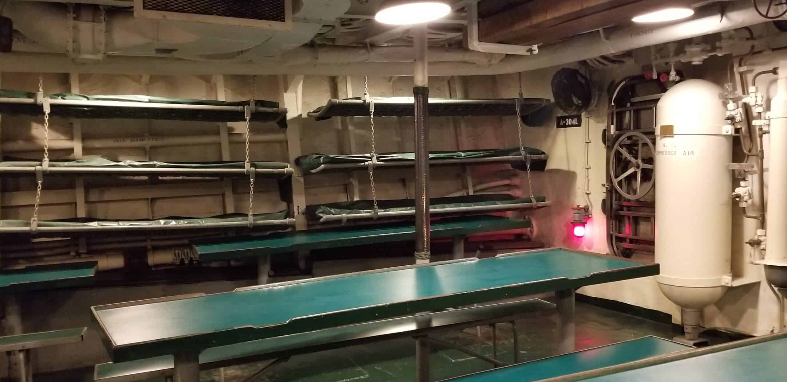 sleeping cots on the USS Kidd