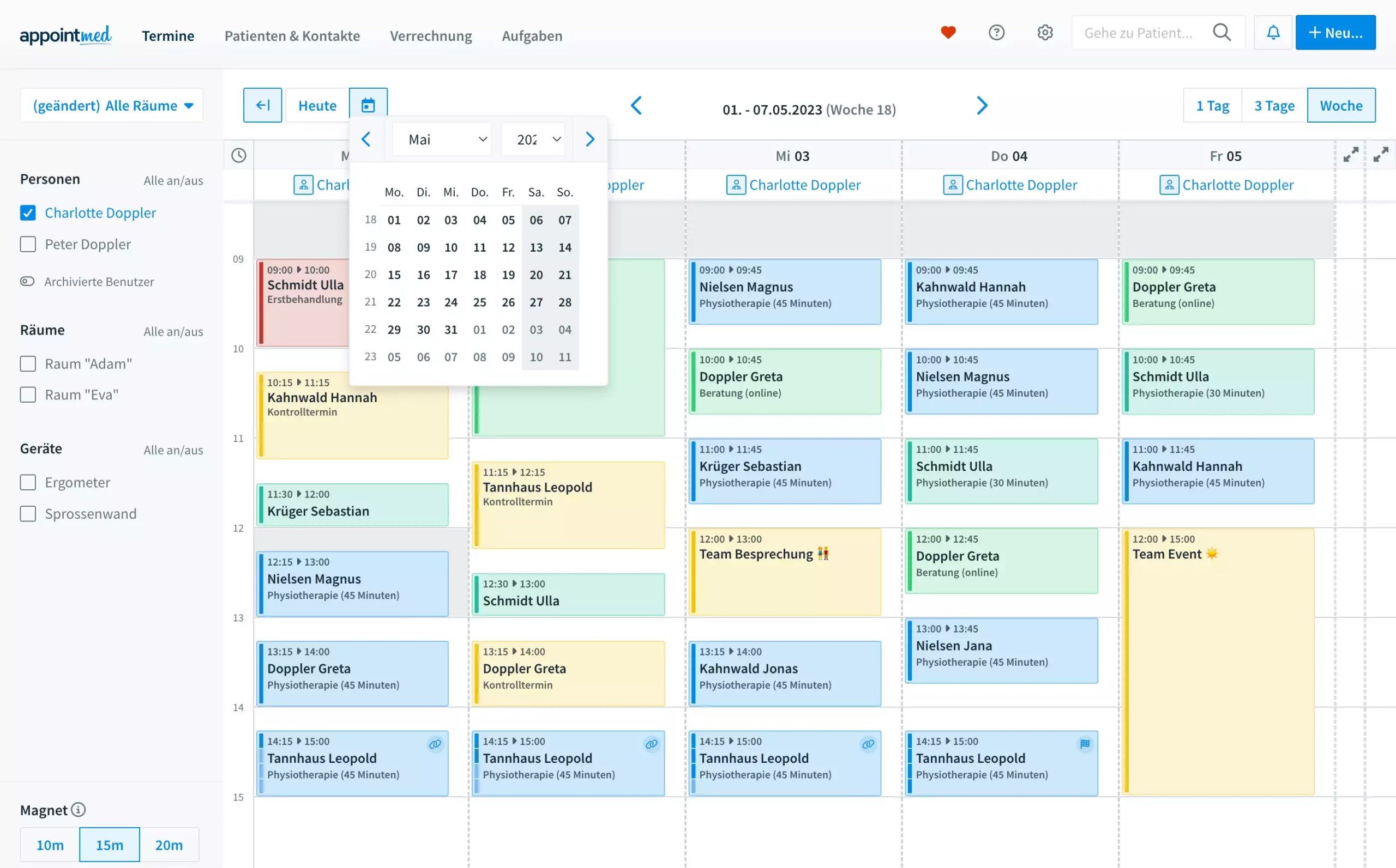 appointmed Kalender mit Ressourcenverwaltung
