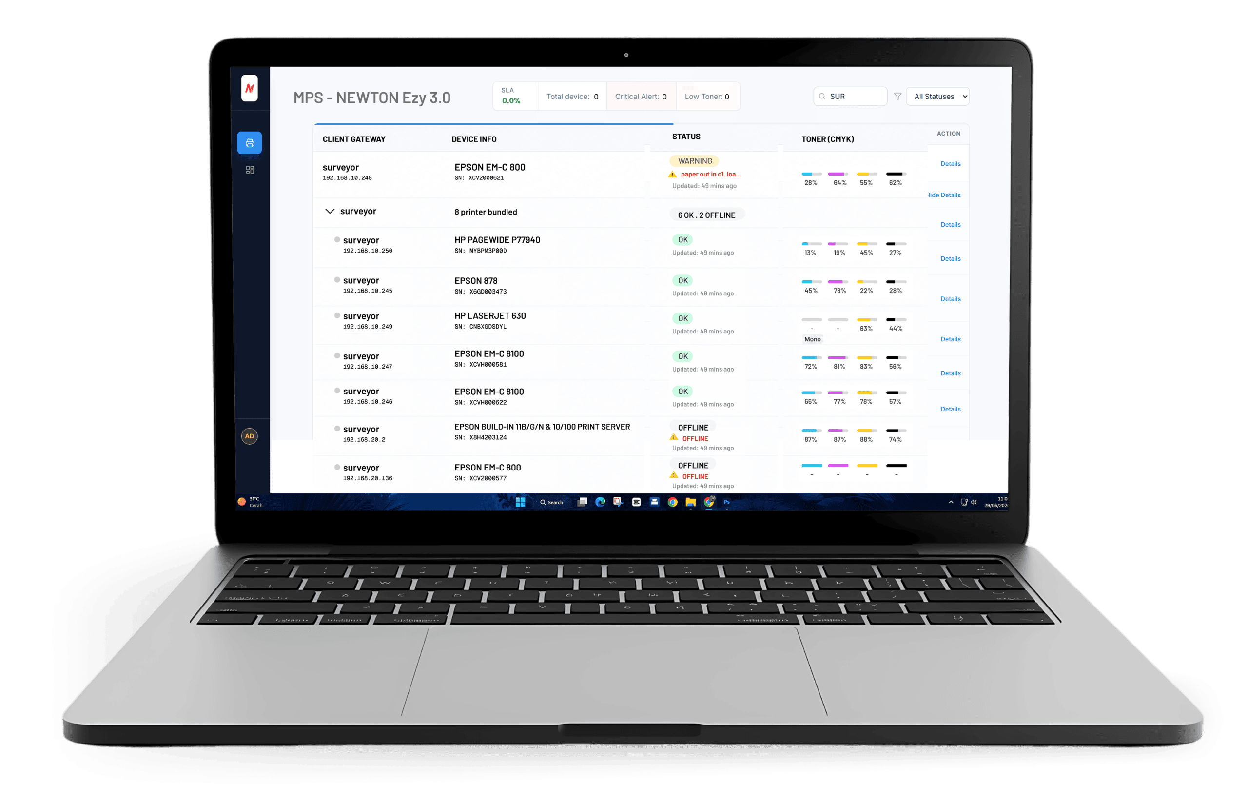 Dashboard MPS Newton EZY 3.0
