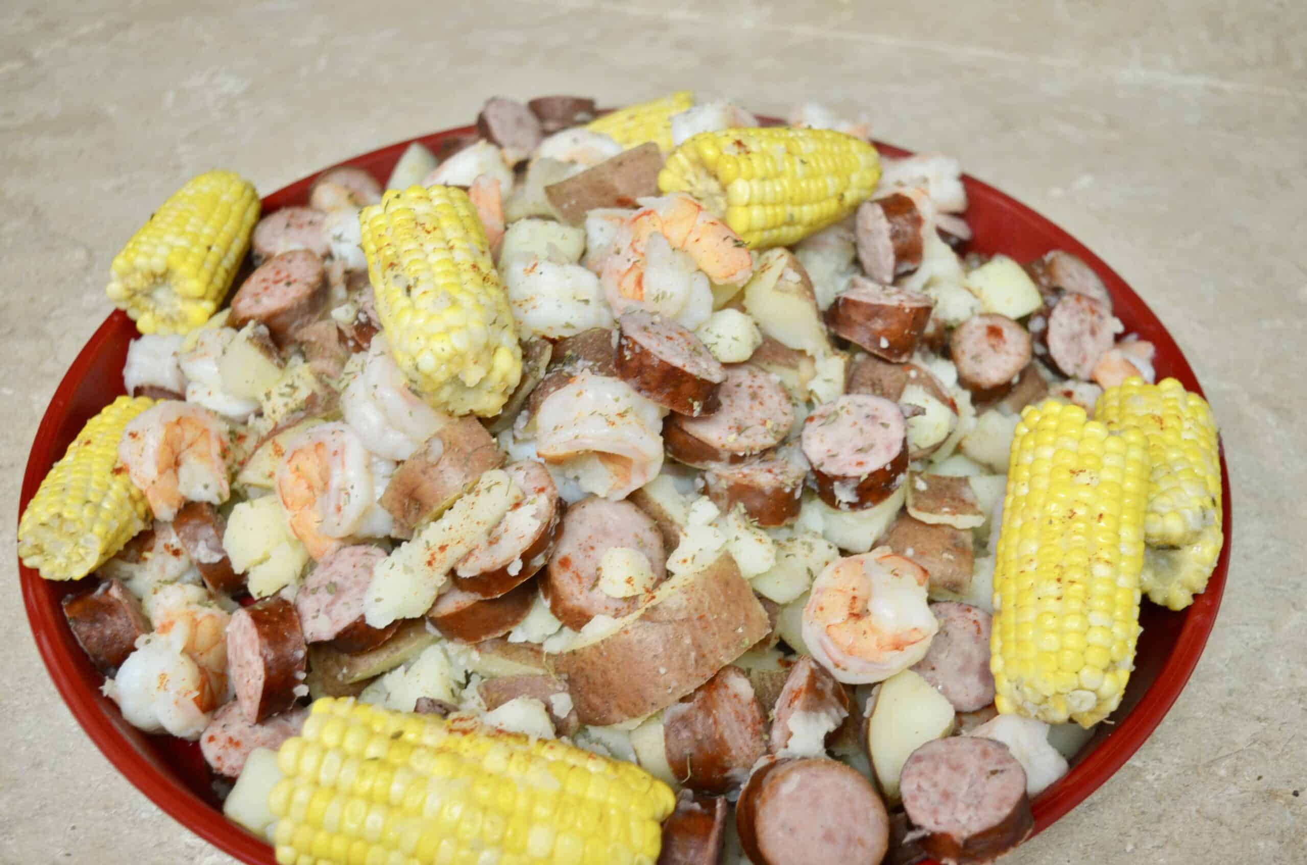 close up of Authentic Cajun Louisiana Shrimp Boil