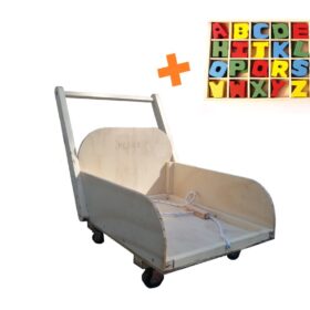 Carro de Arrastre Madera + Abecedario Doble de Madera de Regalo