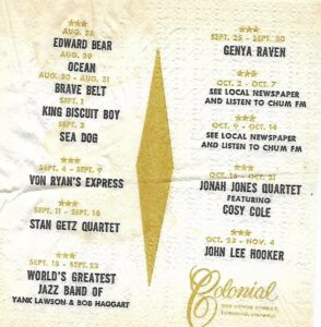 Event listings at the colonial