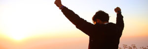 Man with hands raised