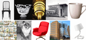 Bilder som illustrerar 1900-talets form och design