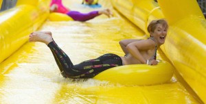 Giant waterslide appears in London's street