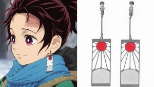 Orecchini Kimetsu No Yaiba Di Tanjiro Kamado - A Clip, Design Hanafuda, Per Fan Di Demon Slayer - Foto 8