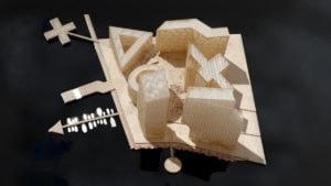 Maquette en bois de logements à Stockholm, projet Marievik 15 par Louis Paillard