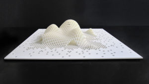 Maquette prototypes blanche du pavillon du Luxembourg pour l'exposition de Dubaï par XTU architectes