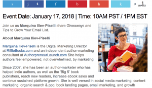Teleseminar: Marquina Iliev-Piselli: Giveaways and Tips to Grow Your Email List