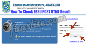EBSU POST UTME Result