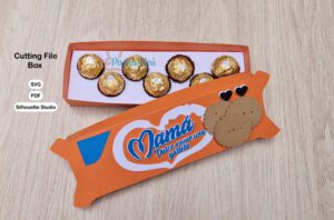 Archivo para recortar y armar caja en forma de galleta María con soporte de chocolates
