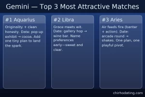 Can You Attract Your Soulmate Through Your Zodiac Sign? 8 Gemini best matches—Aquarius, Libra, Aries—with reasons.