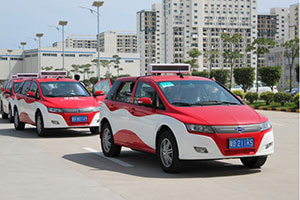 BYD e6 electric taxis in service in Shenzhen, China