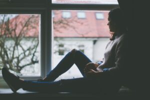 woman at window