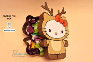 Archivo para recortar y armar caja en forma de kitty reno