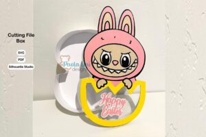 Archivo para cortar y armar caja en forma de Labubu pascua