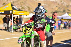 Zach Bell riding his KX450 at 2019 Gorman NGPC