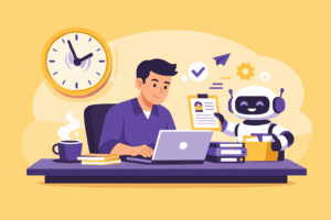 Recruteur aidé par un robot pour automatiser la gestion des candidatures et gagner du temps