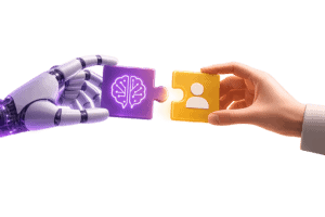 IA et recrutement illustrés par une connexion entre intelligence artificielle et candidat