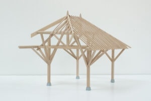 Maquette en bois, principe de charpente